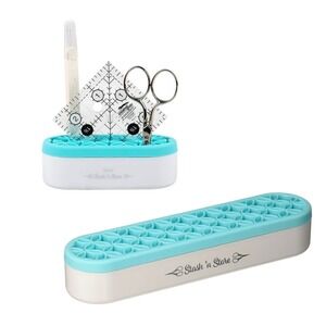 It's Sew Emma Stash n Store Organizer Set 2pc Teal White Silicone Craft Storage